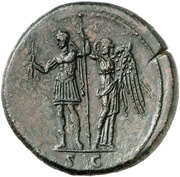 Sestertius - Domitian S C; Victory, Rome, 85 reverse image