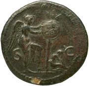 Sestertius - Domitian S C; Victory and Germania, Rome, 85 reverse image