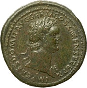 Sestertius - Domitian S C; Rhenus obverse image
