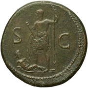 Sestertius - Domitian S C; Rhenus, Rome, 86 reverse image