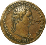 Sestertius - Domitian IOVI VICTORI S C; Jupiter and Victory obverse image