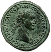 Sestertius - Domitian S C; Rhenus obverse image