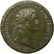 Sestertius - Domitian COS XIIII LVD SAEC A POP S C obverse image