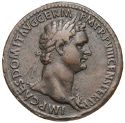 Sestertius - Domitian COS XIIII LVD SAEC FECIT S C; Tellus obverse image