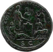 Sestertius - Domitian COS XIIII LVD SAEC FEC S C; Tellus, Rome, 88 reverse image