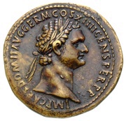 Sestertius - Domitian IOVI VICTORI S C; Jupiter and Victory obverse image