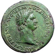 Sestertius - Domitian IOVI VICTORI S C; Jupiter and Victory obverse image