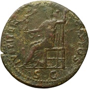 Sestertius - Domitian IVPPITER CVSTOS S C; Jupiter and Victory, Rome, 88-89 reverse image