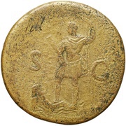 Sestertius - Domitian S C; Rhenus, Rome, 88-89 reverse image