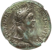 Sestertius - Domitian IOVI VICTORI S C; Jupiter and Victory obverse image