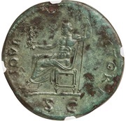 Sestertius - Domitian IOVI VICTORI S C; Jupiter and Victory, Rome, 92-94 reverse image