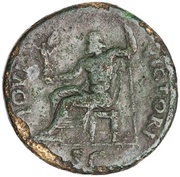Sestertius - Domitian IOVI VICTORI S C; Jupiter and Victory, Rome, 95-96 reverse image