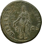 Sestertius - Nerva LIBERTAS PVBLICA S C; Libertas, Rome, 96 reverse image