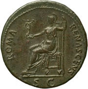 Sestertius - Nerva ROMA RENASCENS S C; Roma and Victory, Rome, 96 reverse image