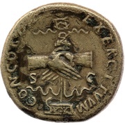 Sestertius - Nerva CONCORDIA EXERCITVVM S C, Rome, 97 reverse image