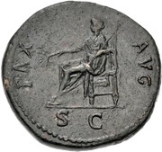 Sestertius - Nerva PAX AVG S C; Pax, Rome, 97 reverse image