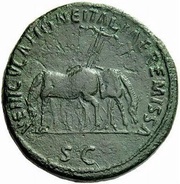 Sestertius - Nerva VEHICVLATIONE ITALIAE REMISSA S C, Rome, 97 reverse image