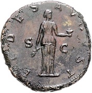 Sestertius - Plotina FIDES AVGVST S C; Fides, Rome, 98-117 reverse image