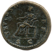 Sestertius - Trajan TR P COS II P P S C; Pax, Rome, 98-99 reverse image