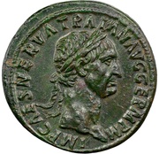 Sestertius - Trajan TR POT COS II S C; Pax obverse image