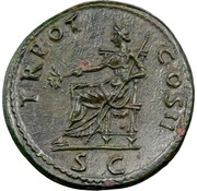Sestertius - Trajan TR POT COS II S C; Pax, Rome, 98-99 reverse image