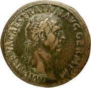 Sestertius - Trajan TR POT COS II S C; Pax obverse image