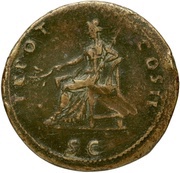 Sestertius - Trajan TR POT COS II S C; Pax, Rome, 98-99 reverse image