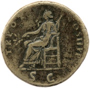 Sestertius - Trajan TR POT COS II P P S C; Pax, Rome, 98-99 reverse image