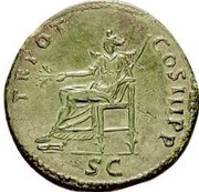 Sestertius - Trajan TR POT COS III P P S C; Pax, Rome, 99-100 reverse image