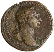 Sestertius - Trajan S P Q R OPTIMO PRINCIPI S C ARAB ADQVIS; Arabia obverse image