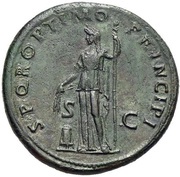 Sestertius - Trajan S P Q R OPTIMO PRINCIPI S C; Ceres, Rome, 103-111 reverse image