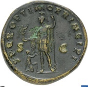 Sestertius - Trajan S P Q R OPTIMO PRINCIPI S C; Roma and Victory, Rome, 103-111 reverse image