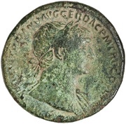 Sestertius - Trajan S P Q R OPTIMO PRINCIPI S C; Roma and Victory obverse image