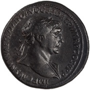 Sestertius - Trajan S P Q R OPTIMO PRINCIPI S C; Fortuna obverse image