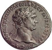 Sestertius - Trajan S P Q R OPTIMO PRINCIPI S C; Pax obverse image