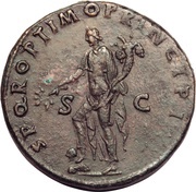 Sestertius - Trajan S P Q R OPTIMO PRINCIPI S C; Pax, Rome, 103-111 reverse image