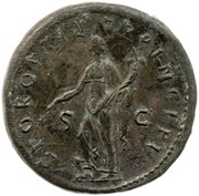Sestertius - Trajan S P Q R OPTIMO PRINCIPI S C; Pax, Rome, 103-111 reverse image