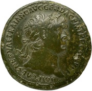 Sestertius - Trajan S P Q R OPTIMO PRINCIPI S C; Pax obverse image