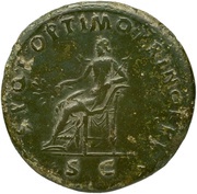 Sestertius - Trajan S P Q R OPTIMO PRINCIPI S C; Pax, Rome, 103-111 reverse image