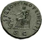 Sestertius - Trajan S P Q R OPTIMO PRINCIPI S C; Pax, Rome, 103-111 reverse image