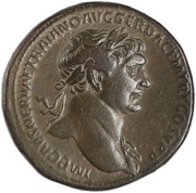 Sestertius - Trajan S P Q R OPTIMO PRINCIPI S C; Pax obverse image