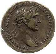 Sestertius - Trajan S P Q R OPTIMO PRINCIPI S C; Victory obverse image