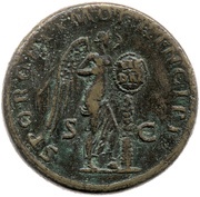 Sestertius - Trajan S P Q R OPTIMO PRINCIPI S C; Victory, Rome, 103-111 reverse image