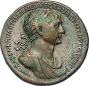 Sestertius - Trajan S P Q R OPTIMO PRINCIPI S C; Victory obverse image