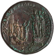 Sestertius - Trajan S P Q R OPTIMO PRINCIPI S C, Rome, 103-111 reverse image