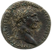 Sestertius - Trajan S P Q R OPTIMO PRINCIPI S C; Tiber obverse image