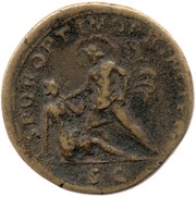 Sestertius - Trajan S P Q R OPTIMO PRINCIPI S C; Tiber and Dacia, Rome, 103-111 reverse image