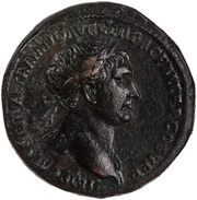 Sestertius - Trajan S P Q R OPTIMO PRINCIPI S C; Jupiter and Pax obverse image