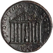 Sestertius - Trajan S P Q R OPTIMO PRINCIPI S C; Jupiter and Pax, Rome, 103-111 reverse image