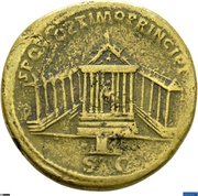 Sestertius - Trajan S P Q R OPTIMO PRINCIPI S C; Jupiter and Victory, Rome, 103-111 reverse image